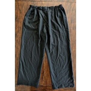 Dusan Pants Women’s XL Black 100% Wool Made In Italy Pull On Wide Leg Lagenlook